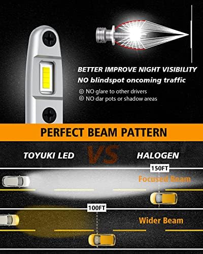 Led лампа за фаровете Toyuki H1, актуализирана led крушка H1 с 8 чипа на СДС, по-ярка от 6000 До бели на цвят, комплект за ремонт, led фарове без вентилатор 1:1 мини размер, щепсела и