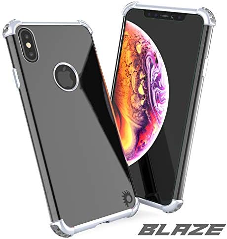 Калъф за iPhone Xs Max, Punkcase [Серия Blaze] Защитен калъф с защитен екран PunkShield [устойчив на удари] [Slim Fit], Съвместим с Apple iPhone Xs Max [Сребрист]