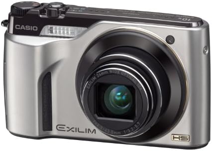10,1-Мегапиксела Високоскоростен цифров фотоапарат Casio EX-FH100 с 10-кратно сверхширокоугольным увеличение, стабилизация на изображението, CMOS Shift и сребрист 3,0-инчов LCD ди
