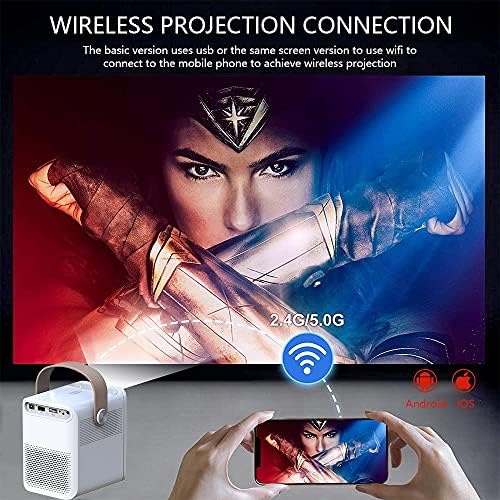 Проектор CLGZS 1080P, Пълен Мини-Проектор за домашно кино, ET30 4K Viedo в прожектор Преносими led за смартфон (Размер: Android батерия)