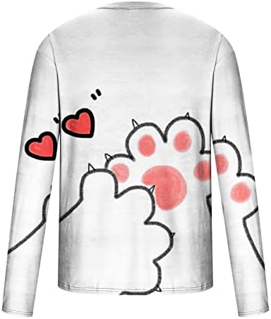 BADHUB Риза за Свети Валентин за Мъже, Блузи с дълги ръкави и Принтом на Сърцето, Hoody, Мъжки Ежедневни Свободна Риза с Кръгло Деколте