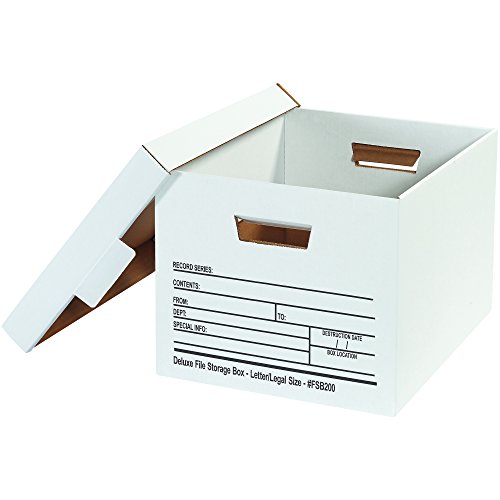 Кутии за съхранение на файлове марка Partners PFSB200 Deluxe, 15 L x 12W x 10H, бяла (опаковка от 12 броя)