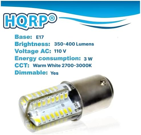 HQRP 2-Pack 110V E17 Базова Силиконова Кристален Led Лампа с регулируема яркост, Топло Бяла, Съвместима с Whirlpool