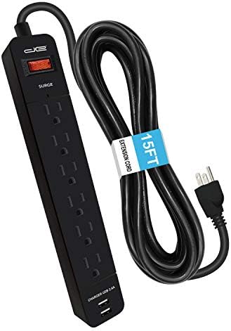 Захранващ кабел Digital Energy в 6 контакти + 2 USB-устройство за защита от пренапрежение капацитет 1050 Джоулей