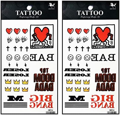 Татуировки 2 Листа Татуировка с Меч Рози Смесен Стил на Боди Арт, Временни Татуировки Фалшиви Водоустойчив