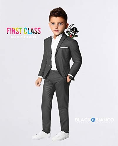 Плътно прилепнали костюми от първи клас Black n Bianco за момчета лесен фасона. Изпратено От Детски Маффином