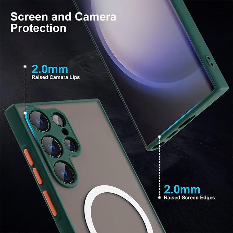 КОРПОРАТИВНА дизайн за Samsung Galaxy S23 Ultra Case, [Защита от падане на военен клас] [Защитен слой от закалено стъкло + защита на обектива на камерата] Тънка безжична зареждане
