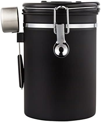Запечатани банка DSFEOIGY от неръждаема стомана с машина за съхранение на кафе на зърна или чаени контейнери. Кутия за захар (Цвят: черен размер: 1,5 л)