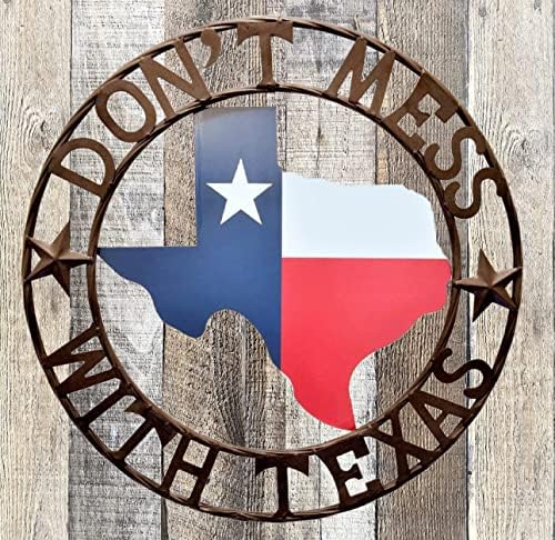 BestGiftEver Метална Звезда На открито 24 Кръг с карта на Тексас за Стенни декорации