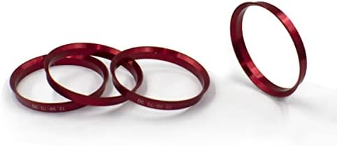 Джанти аксесоари Комплект части от 4-те центрических пръстените на главината с диаметър от 72,56 мм до 65,10 мм, от червен метал (Пръстен на главината на колелото, 4 компл?