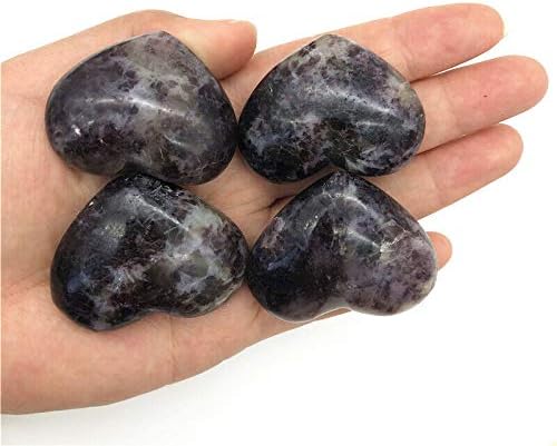 SHITOU2231 1 бр. Натурален Лилав кристален кварц от слюда, Полирани Камъни във формата на сърце, Проба Лечебни Естествени