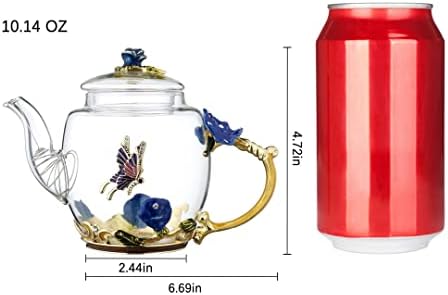 Чайникът XUDREZ, Стъклен чайникът за жени, Синя Роза, Цвете Стъклен Чайника с злато за майки, Приятели, Коледа, Рожден Ден,