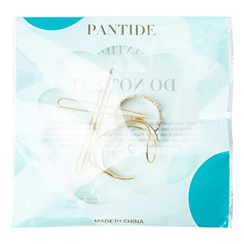 PANTIDE, Комплект от 3 бр., Шнола-маншет за коса, Аксесоари за коса от полиран сплав във формата на Писалка/Полукръг/X за