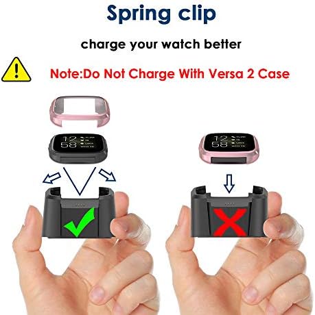 Защитен калъф Simpeak, съвместим с smart часовника Fitbit Versa 2, опаковка от 5 броя, Пълна защита, Мека броня с покритие от TPU, Розово-розов/прозрачен / сребристо / черно / Розово ?