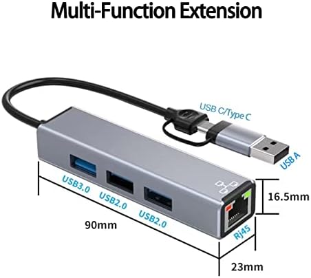 USB C към нея с адаптер Ethernet, за всички преносими КОМПЮТРИ или мобилни телефони с интерфейс USB-C USB-A, като Mac Book