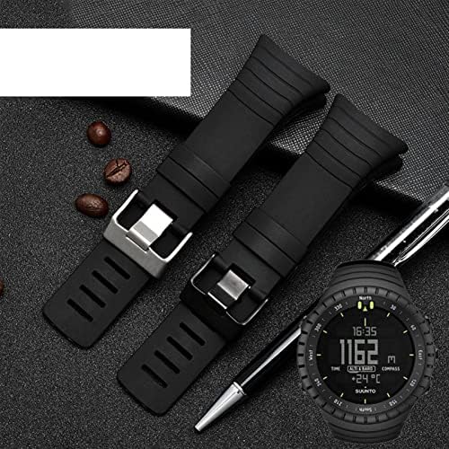 KANGDD Умен силикон каишка за часовник SUUNTO CORE Гумена каишка гривна 35 мм черен колан в комплект Винтове отвертка