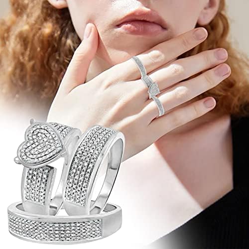 2023 Нов дамски Блестящ Диамант С Пълен Набор от Диаманти, Пръстен с Двойно диамантен пръстен, Пръстен с Обещанието, Пръстен