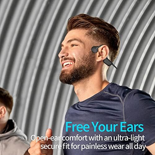 Слушалки с отворени уши, Безжични слушалки с костна проводимост BGFOX с микрофон, Водоустойчива ултра леки спортни, музикални