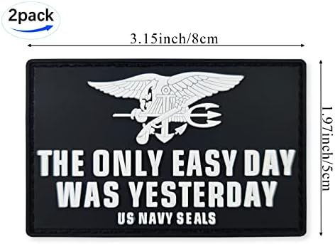 JBCD Нашивка с флага на ВМС на САЩ Морски котки Единственият лек ден е вчерашната тактическа нашивка - PVC Гумена нашивка с цип кука и контур (2 опаковки)
