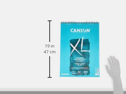 Хартия CANSON XL за акварел 300 гориво формат А5, студено пресоване, Спирала уплътнение с къса страна, 30 Листа бял на цвят,