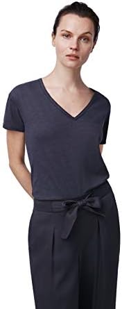 b женска тениска с V Образно деколте с Непреработени ръба b york с Къс ръкав
