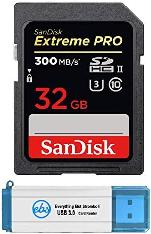 Карта памет SanDisk 32GB SD Extreme Pro UHS-II Работи с беззеркальными камери Sony A7R V, ZV-1F и FX30 (SDSDXDK-032G-GN4IN) C10 U3 V90 8K/4K в комплект с 1 устройство за четене на карти с памет SDHC Всички, с из?