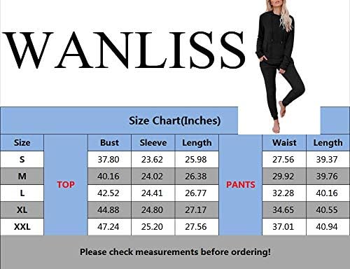 WANLISS Lounge Комплекти за Жени, Комплекти от две части, Спортни Костюми, Комплекти с Дълги Панталони, Дрехи за Почивка,