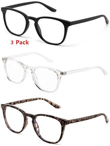 Effnny 3 опаковки Сини Екранировка Точки Срещу умората на очите Овални Рамки за Очила Компютърни Игри Очила за