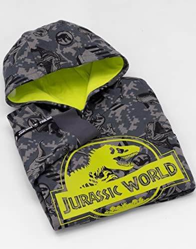 Hoody с качулка Jurassic World Kids Boys Лагер Бледа тиранозавър рекс Сив Пуловер
