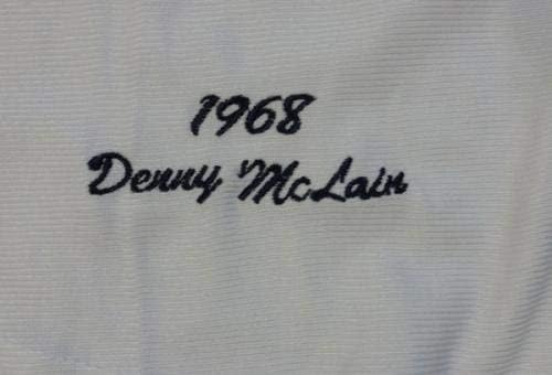 Бяла риза Mitchell & Ness с автограф Дени Маклейна Детройт Тайгърс с надпис CY 68-69 PSA/DNA AA37144 - Тениски