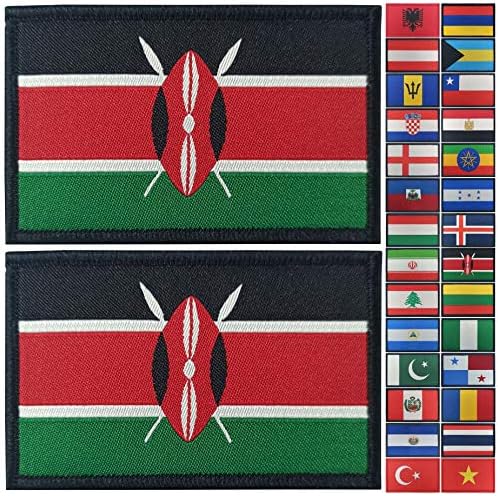 JBCD 2 Опаковки Нашивка с Флага на Кения, Кения Знамена, Тактическа Нашивка, Нашивка с Флага на Гордост, Нашивка за Дрехи,
