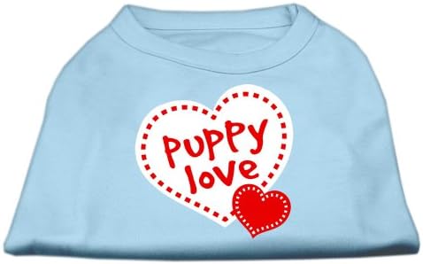 Mirage Стоки за домашни любимци Тениска с Трафаретным принтом Puppy Love Baby Blue Lg (14)