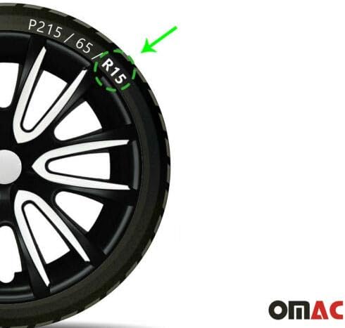 15-цолови тасове OMAC за Mercedes Черен Мат и бял 4 бр. Капака Джанти - Шапки ступиц - Подмяна на външната повърхност на автомобилни гуми