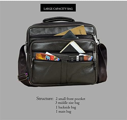 KFJBX Мъжка чанта през рамо, Мъжки чанти-месинджър от естествена кожа за момчета, Кафе чанта среден Размер, мъжки портфейл от