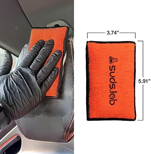 Suds Lab DS Кърпа за почистване на детайли от микрофибър, 3 опаковки - Салфетки за почистване и обяснения от вътрешността на колата от микрофибър - Комплект от 3 броя - са Б