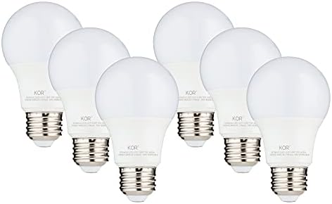 (6 опаковки) Led лампа KOR 9W A19 (еквивалентни на 60 W), по стандарта UL, 5000 К (ярка бяла флуоресцентна светлина), 750 Лумена, без регулиране на яркостта на стандартни преносими l