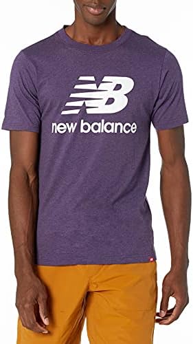 Къс ръкав с логото на New Balance Men ' s Nb Essentials с логото на штабелированным