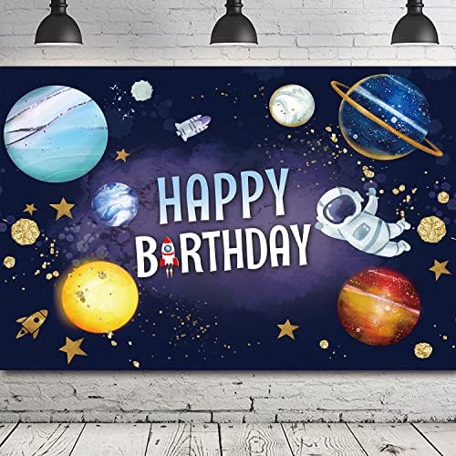 5x3ft Космически Фон за Момчета Космическа Тема честит Рожден Ден на Фона на Банер Galaxy Астронавт Украса за Парти в чест
