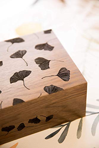Дървена кутия за спомен от листата на гинко [Персонализирани подаръци по поръчка, Годишнина, Сватба, Дете, Спомен, Ден