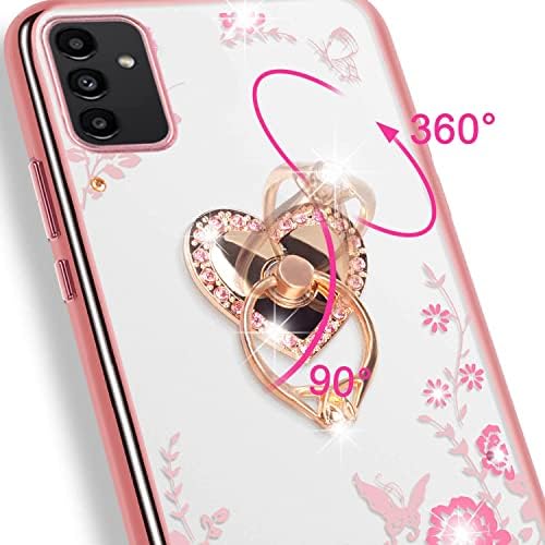 B-wishy за Samsung Galaxy A13, 5G/4G/A04S Калъф за мобилен телефон с блестяща пеперуда и сърце, Тънки, от