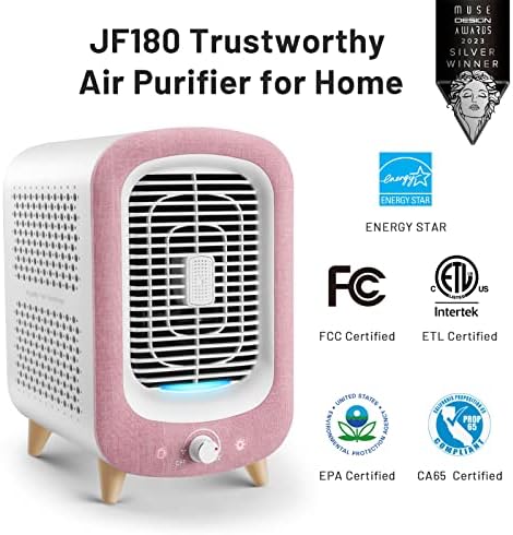 Пречистване на въздуха JF100 Черен + Пречистватели на въздух Jafända JF180 Розово, Въздушен филтър За Спални, Филтър H13 True HEPA, за Пречистване на въздуха За домашни любимци, П?
