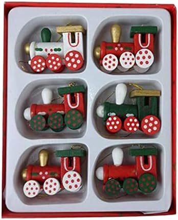 Eioflia/Мини Коледен Влак Декор Дървени Занаяти Комплекти Коледно Дърво Декорация за Деца от 6 бр. (Случаен цвят) Декор Коледен