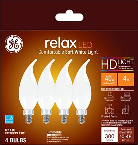 Led лампи на GE Lighting Relax, Еквалайзер 40 W, Мека Бяла светлина с висока разделителна способност, Декоративни