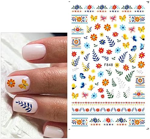 Флорални Стикери За нокти, Стикер за Дизайн на ноктите, 3D Самозалепващи Аксесоари за Нокти, 10 Вида Цветен