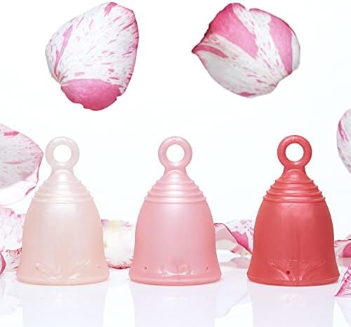 Менструални чаши Peachlife® в 3 опаковки с околовръстен прическа, Големи, 32 мл - Меки, със средна плътност