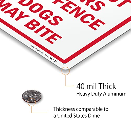 Метални табели SmartSign 14 x 10 инча Внимание, куче - не просовывайте пръсти През оградата, кучетата могат да