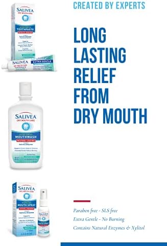 Паста за зъби SALIVEA от сухота в устата - Успокояваща мятная паста за зъби с натурални ензими на слюнката - Нежна паста за зъби за грижи за сухота в устата - Натурална па