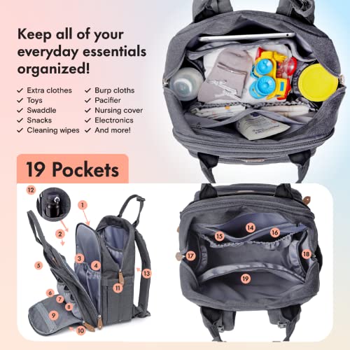 Раница-чанта за памперси Dikaslon с Преносим си, за да проверите за Свободни, калъф за зърната и Ремъци за детски колички,