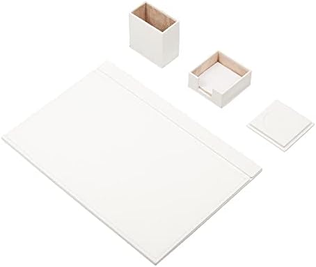 Комплект за работния плот MOOG White Leather - Настолен бележник - Държач за хартия за водене на бележки -Държач