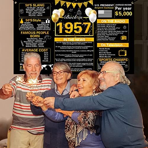 Украса Crenics от Черното злато на 66-ия ден от раждането, Ретро Банер на рождения Ден на 1957 година, Голям Плакат на Годишнина от рождението на 66 години Снимка за Фон, Веч?